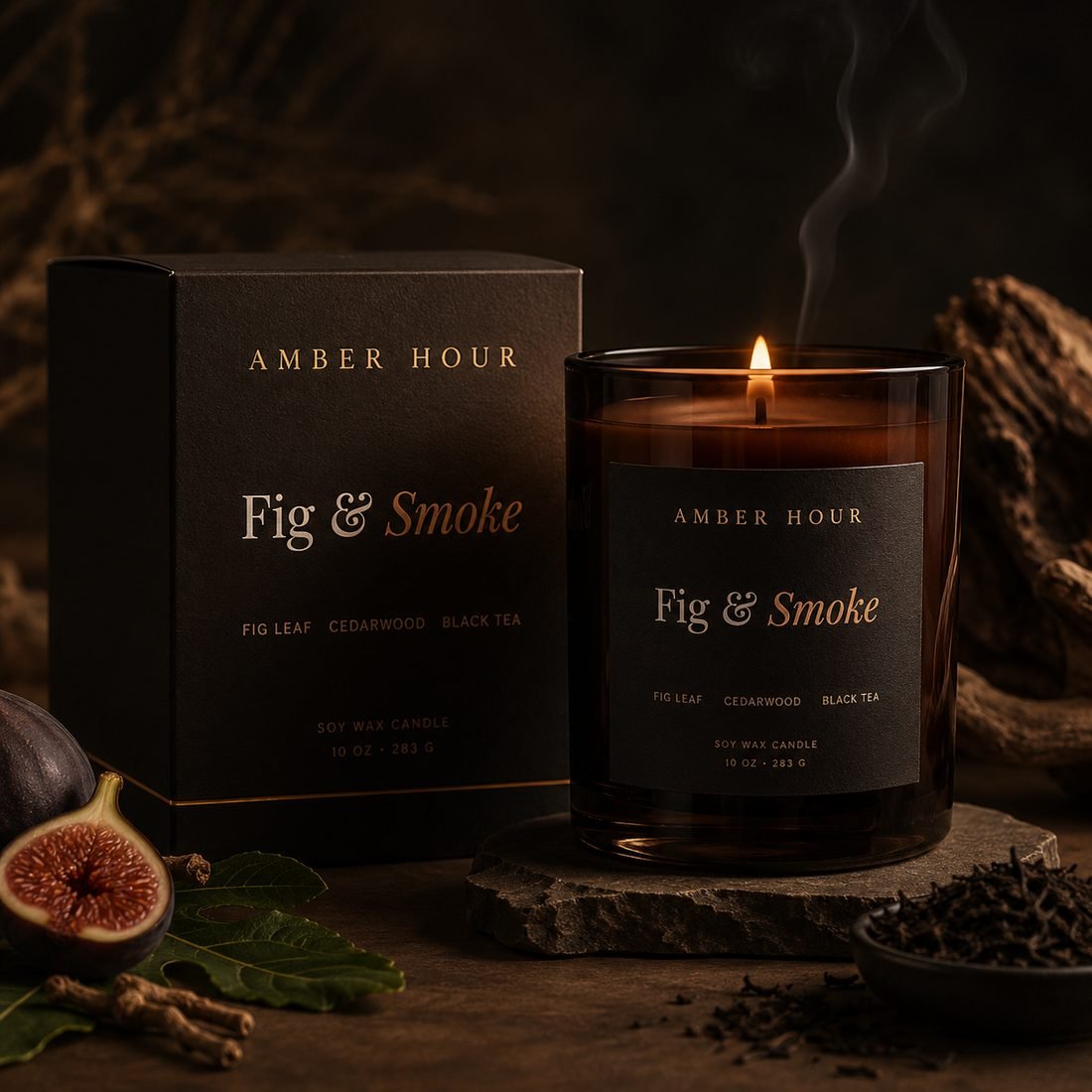 Amber Hour Fig & Smoke candle